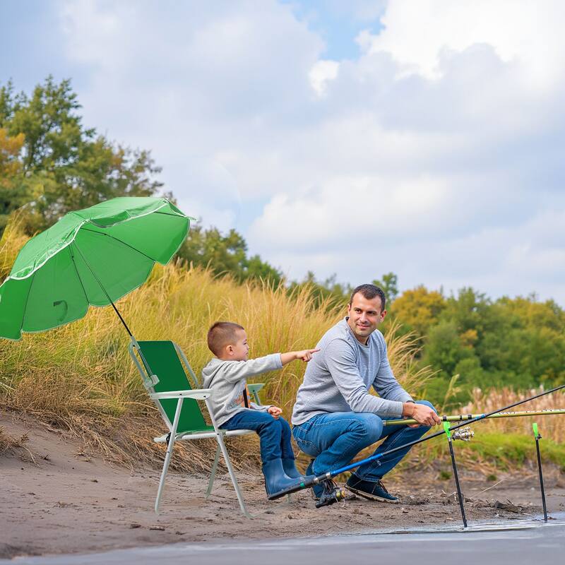 Folding Beach Chair with Umbrella for Adults, Lightweight Porable Camping Chair - 21.7 x 20.5 x 28.7 in (55 x 52 x 73 cm)