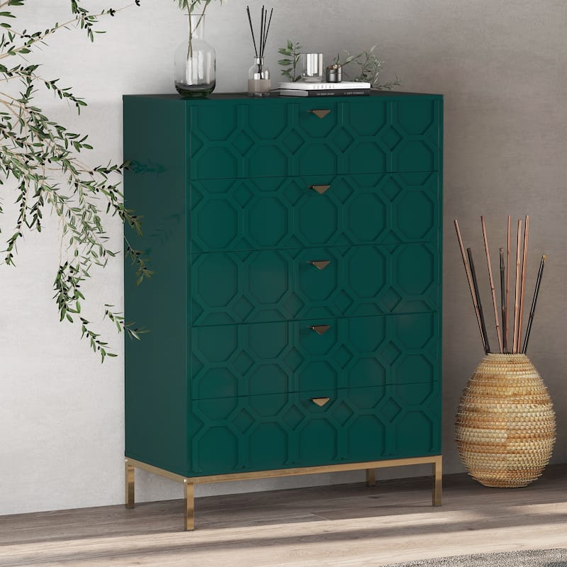 Clihome Wooden 5-Drawer Storage Chest