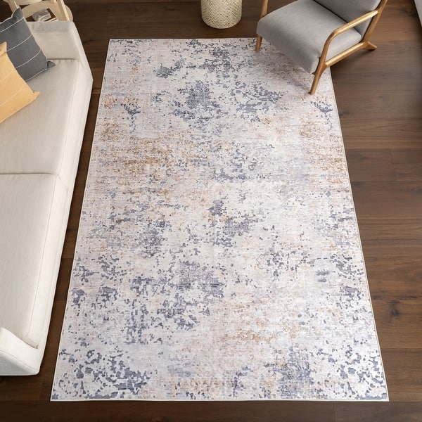 slide 2 of 8, Nuloom Makenzie SplashGuard Modern Abstract Machine Washable Area Rug 2' 6" x 10' - Ivory - Runner