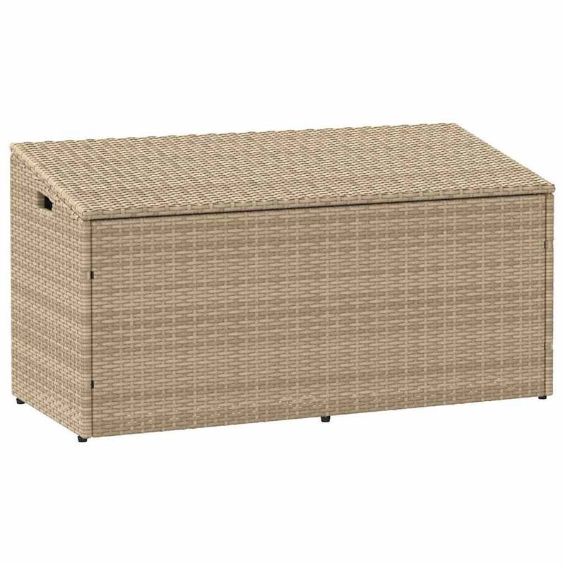 vidaXL Garden Storage Box Beige PE rattan, Powder-coated steel Medium - 19.7 x 43.3 x 22.8