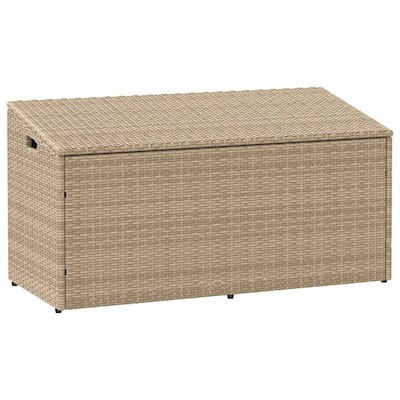 vidaXL Garden Storage Box Beige PE rattan, Powder-coated steel Medium - 19.7 x 43.3 x 22.8
