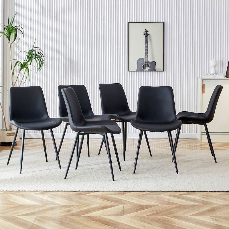 Modern Dining Room Kitchen Dining Chair with Black Metal Legs