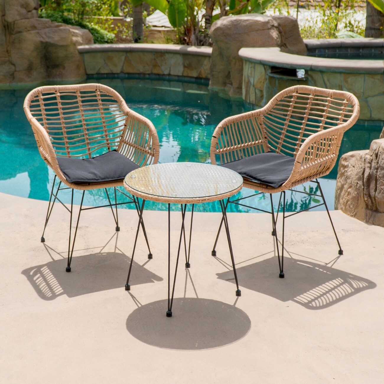 Shop Belleze 3 Pieces Outdoor Patio Wicker Chair Bistro Set Cafe