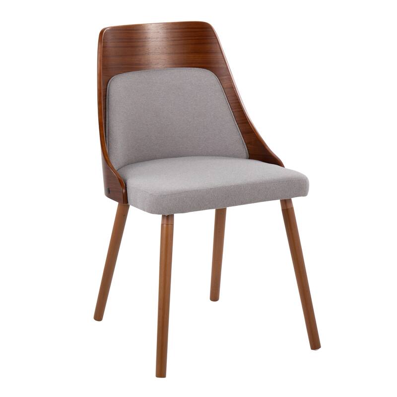Carson Carrington Vallemala Mid-Century Chair with Tapered Wood Legs - Set of 2 - Grey Fabric/Walnut Wood