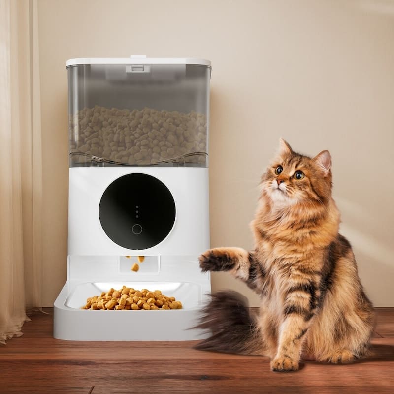 Erommy 4L Automatic Cat Feeder with APP Control and Stainless Steel Bowl for Cats and Small Dogs - N/A