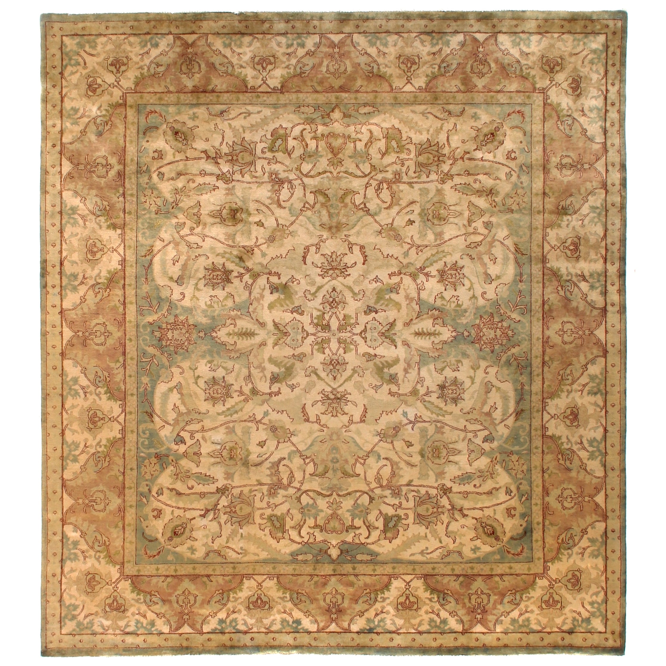 Polonaise hand-knotted New Zealand Wool Ivory/Green/Multi Area Rug