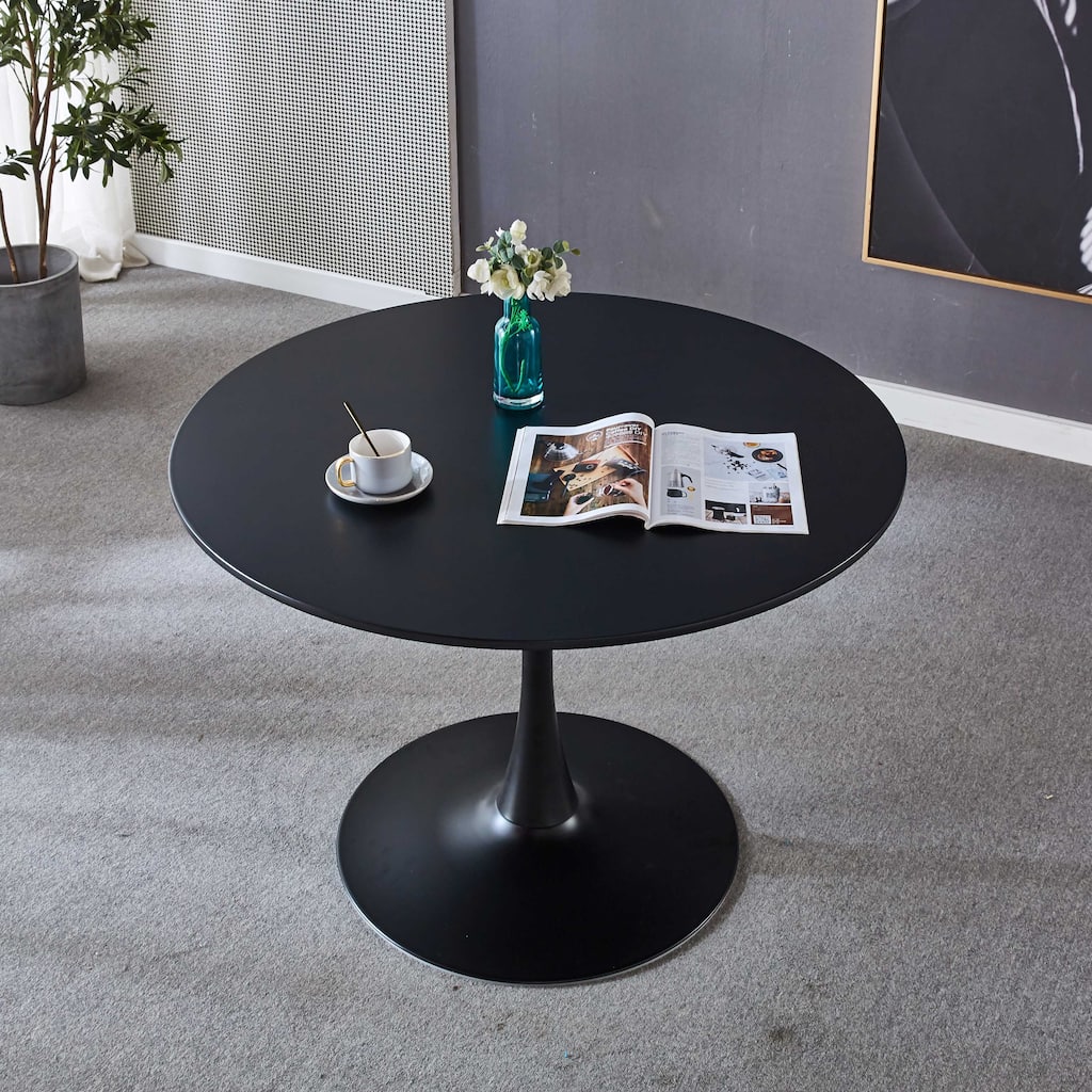 42.1" Mid-century Round Dining Table for 4-6 people,with MDF Top and Metal Base