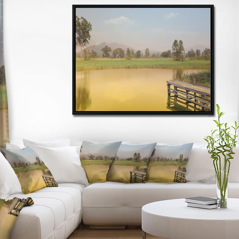Designart "Wetland of Nam Sang Wai Yellow" Large Seascape Art Framed Canvas Print