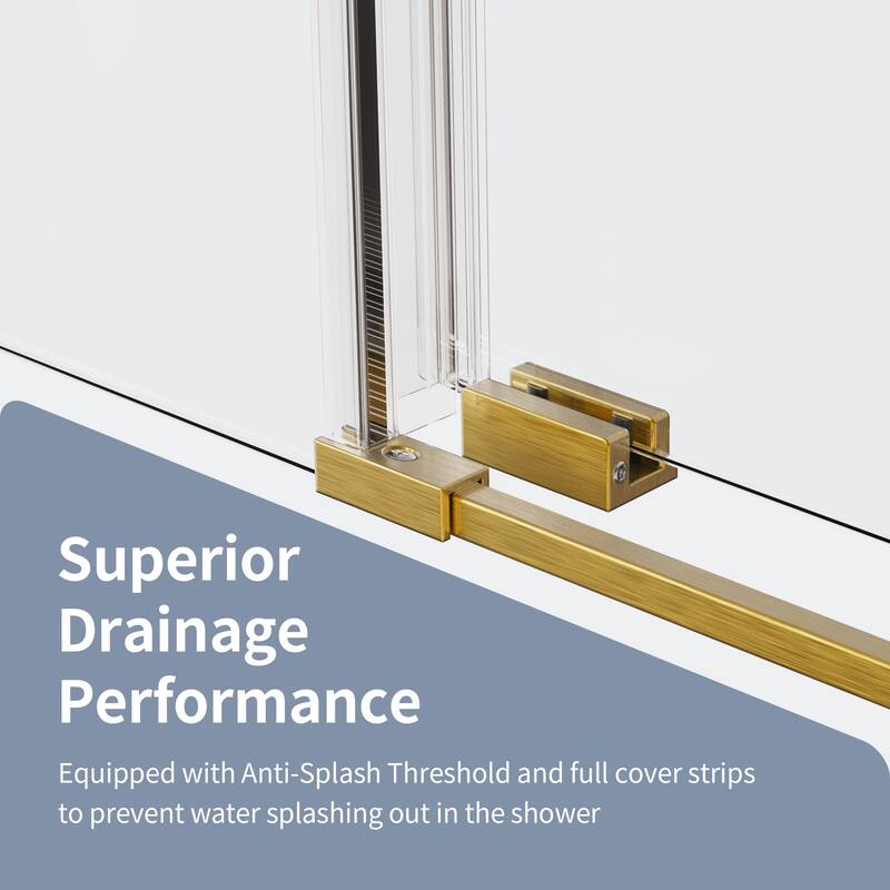 56-60" W x 60" H Frameless Single Sliding Shower Door, 8mm Tempered Glass Soft-Close Bathroom Enclosure - 60x60"