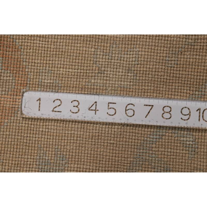 Vegetable Dye Oushak Turkish Area Rug Hand-Knotted Beige Wool Carpet - 8'11"x 11'10"