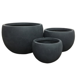 3-piece Charcoal Light Concrete Round Planter Set