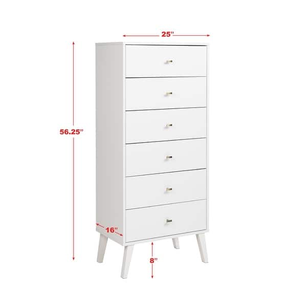 dimension image slide 3 of 4, Prepac Milo Mid Century Modern Tall 6-Drawer Chest