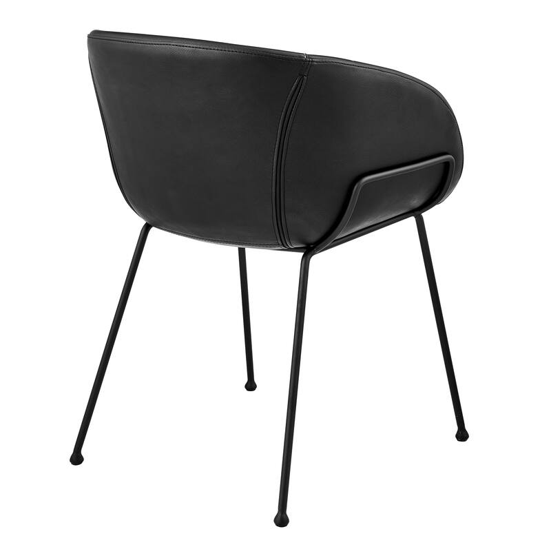 Zach Armchair in Black Leatherette with Matte Black Legs - Set of 2