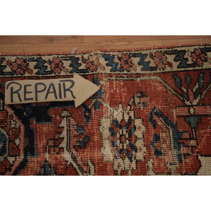 Hand Knotted Oriental 100% Wool Carpet Traditional Medallion Oranges & Rust Heriz (serapi) Area Rug - 14' 3'' X 10' 2''