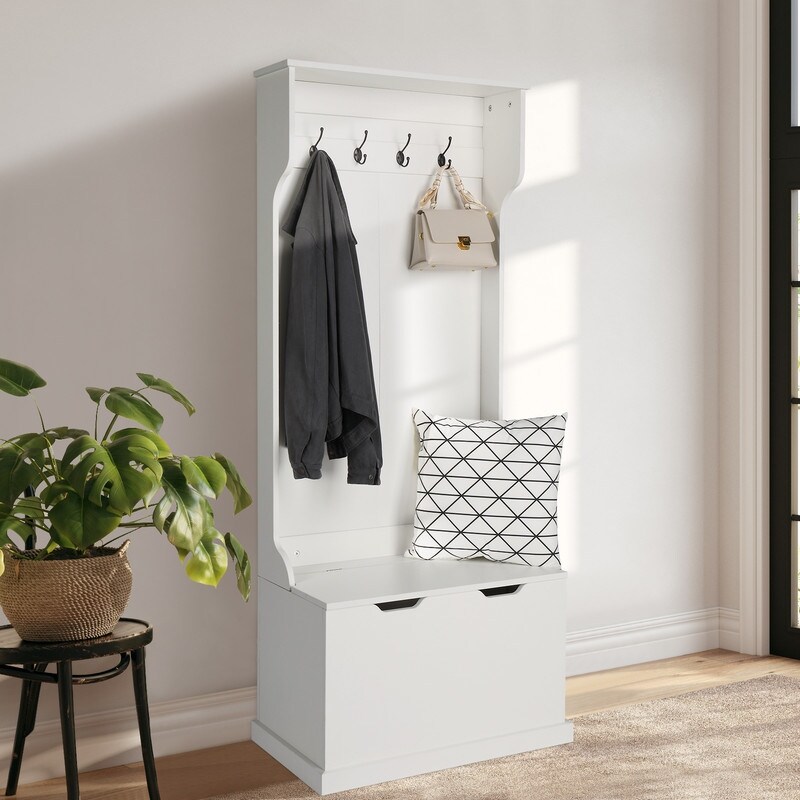 Magnolia oak white entryway hall tree top
