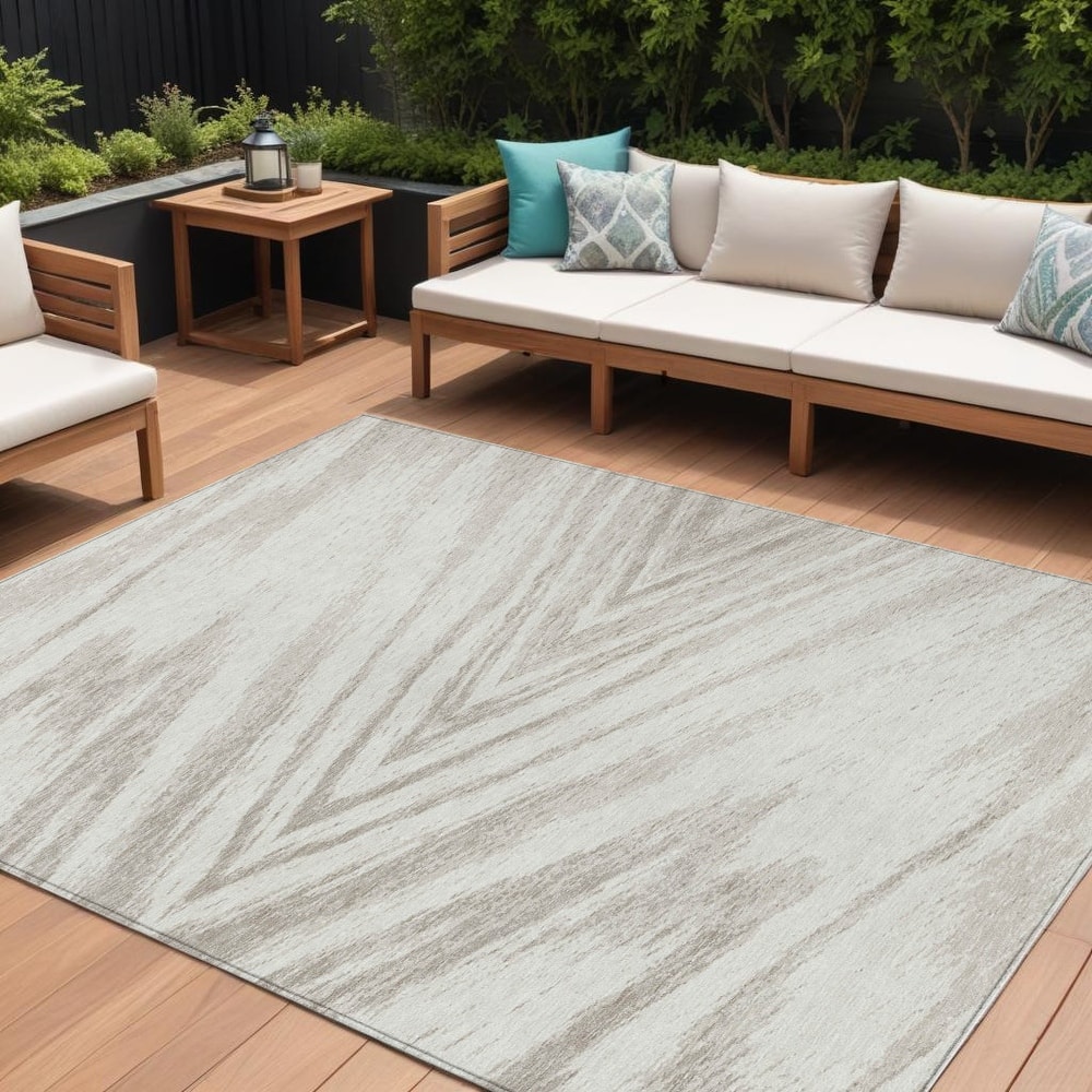 HomeRoots Abstract Transitional Rectangle Outdoor Rug