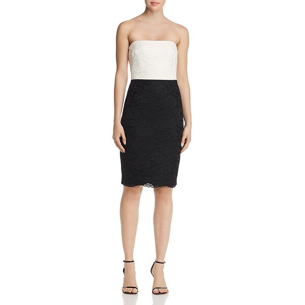 black halo strapless dress