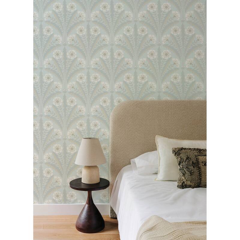Chesapeake Tap Root Light Blue Floral Damask Wallpaper