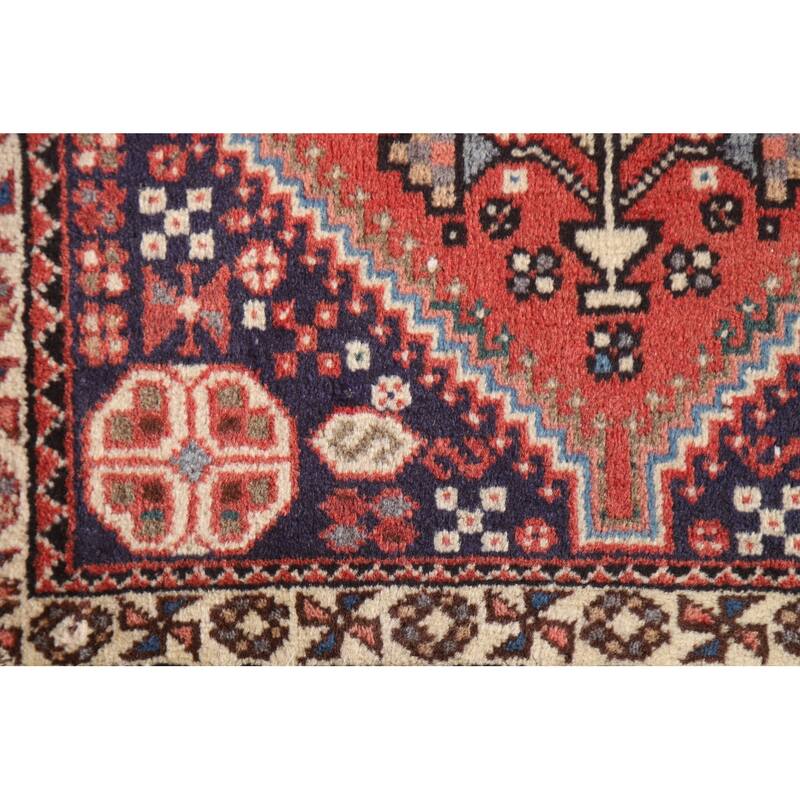 Abadeh Persian Vintage Area Rug Hand-knotted Wool Carpet - 1'10"x 3'5"