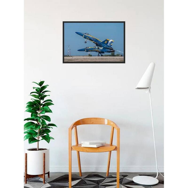 WC002 Blue Angels Airplane Stunt Group Photography by Wayne Collamore Framed Poster - 18 x 24 Inch
