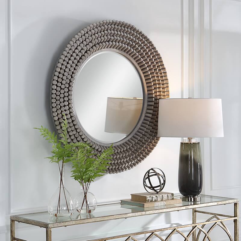 Portside Round Wall Mirror - 40" - Gray