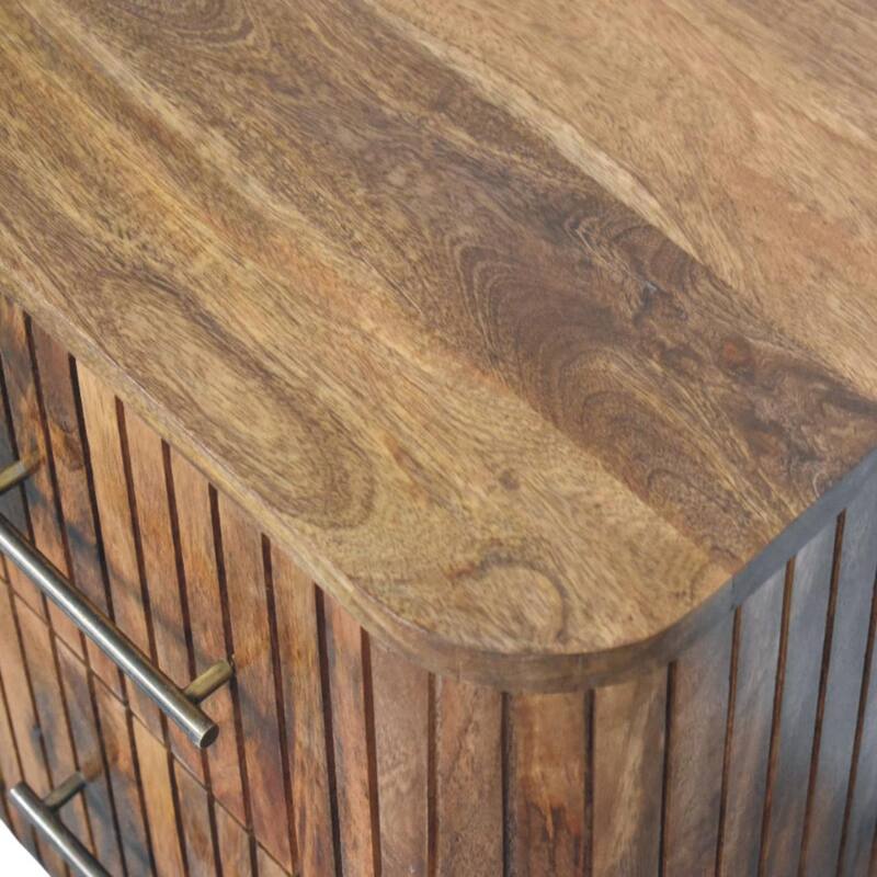 Artisan Furniture Solid Wood Fluted Bedside with Drawers, Brown