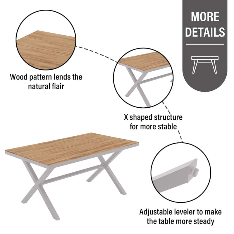 7-Piece Outdoor Dining Set - Iron Frame with Cross Wicker Back Chairs & X-Base Table