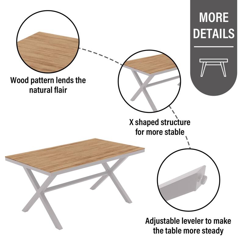 Outdoor Dining Set with Aluminum X-Leg Table and PE Rattan Chairs