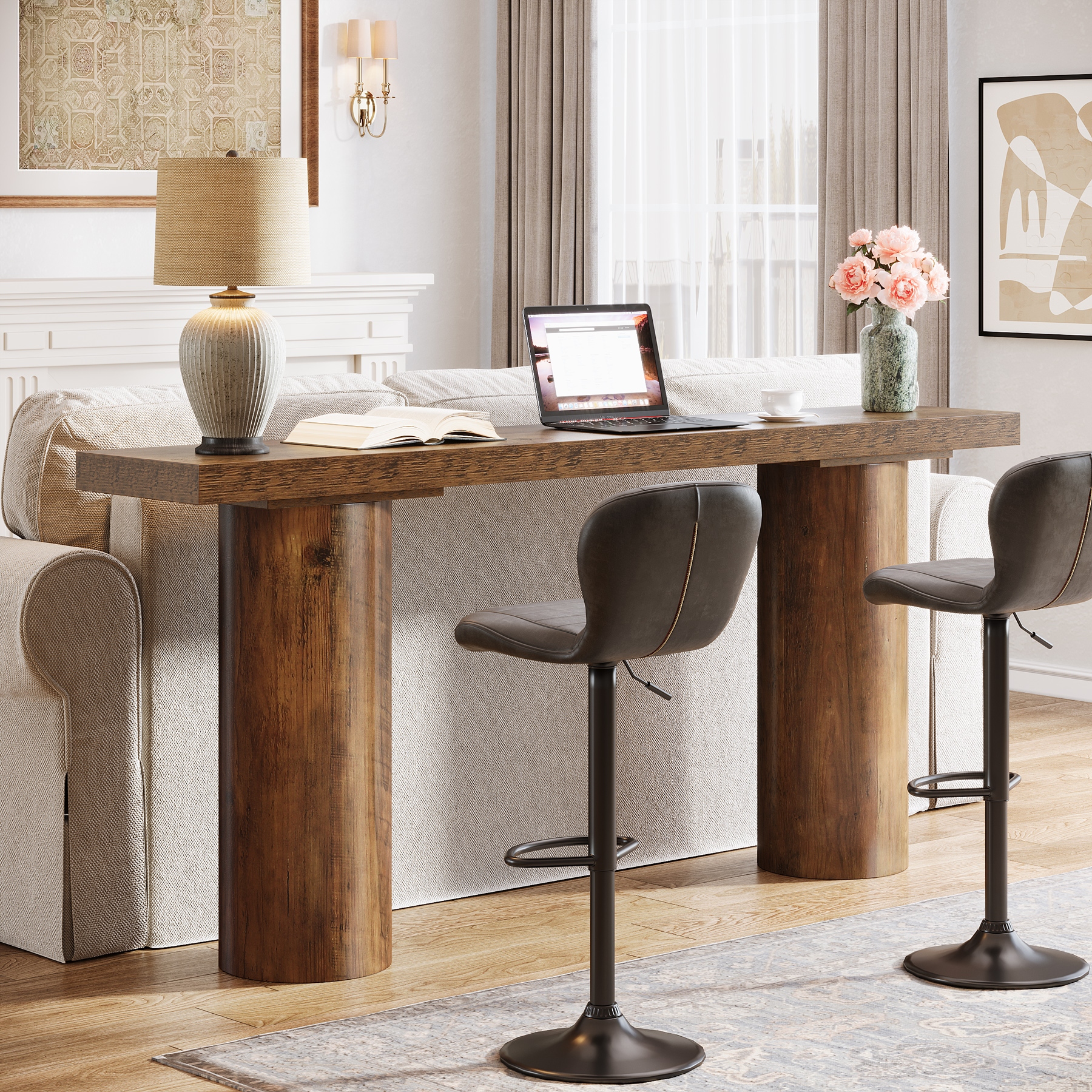 Industrial bar table and chairs top