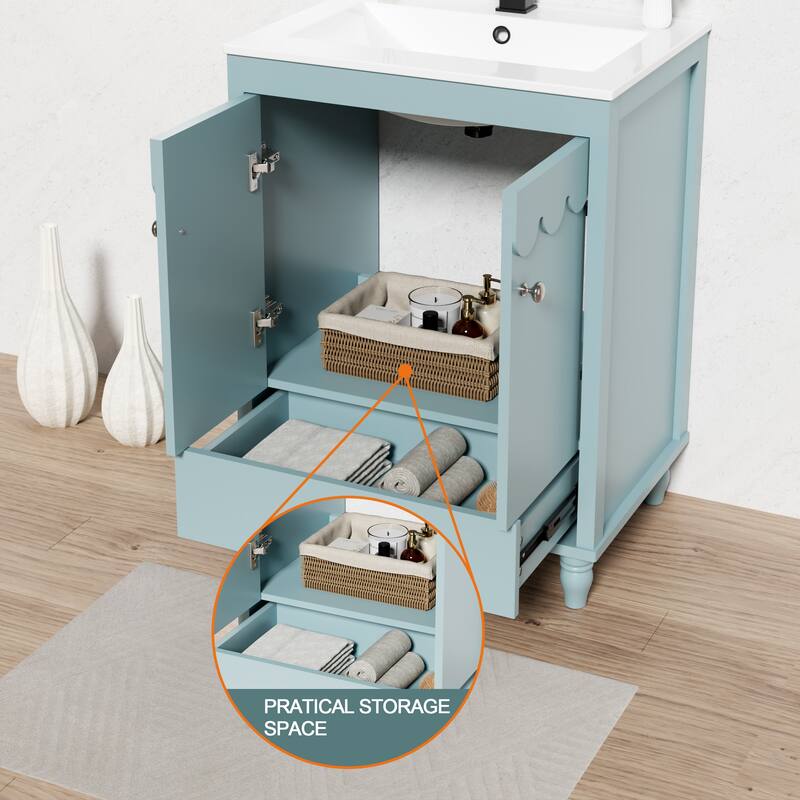 Lace Trim Freestanding Bathroom Vanity Set - Perfect for Bathrooms