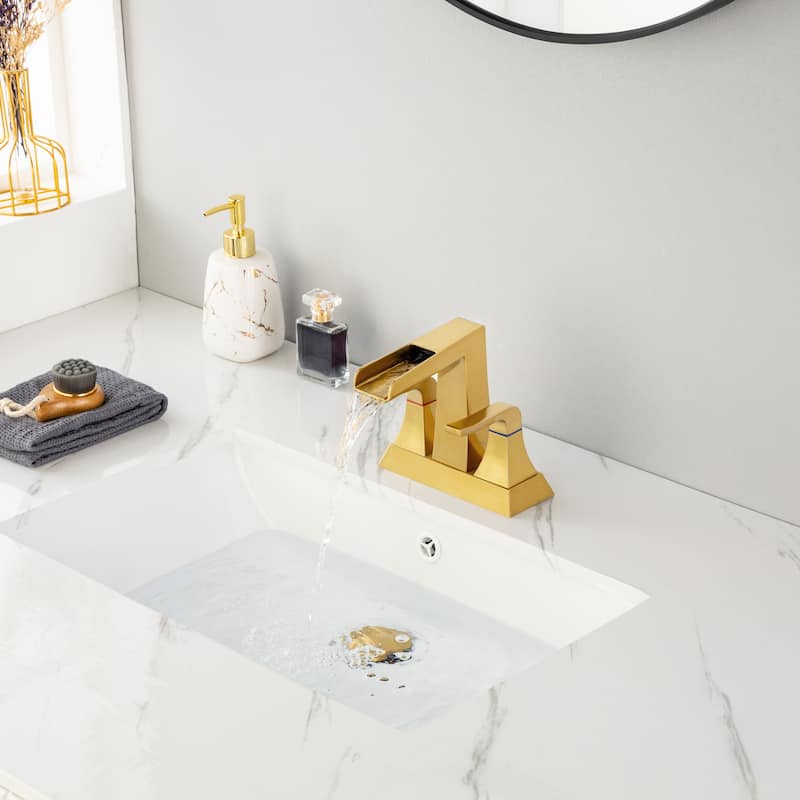Widespread Bathroom Sink Faucet Brushed Gold