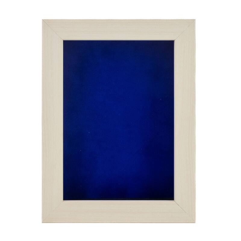 20x24 Shadow Box Frame White Washed Wood | With a 3/4" Usable Display Depth | Includes a Royal Blue Real Suede Texture Acid-Free