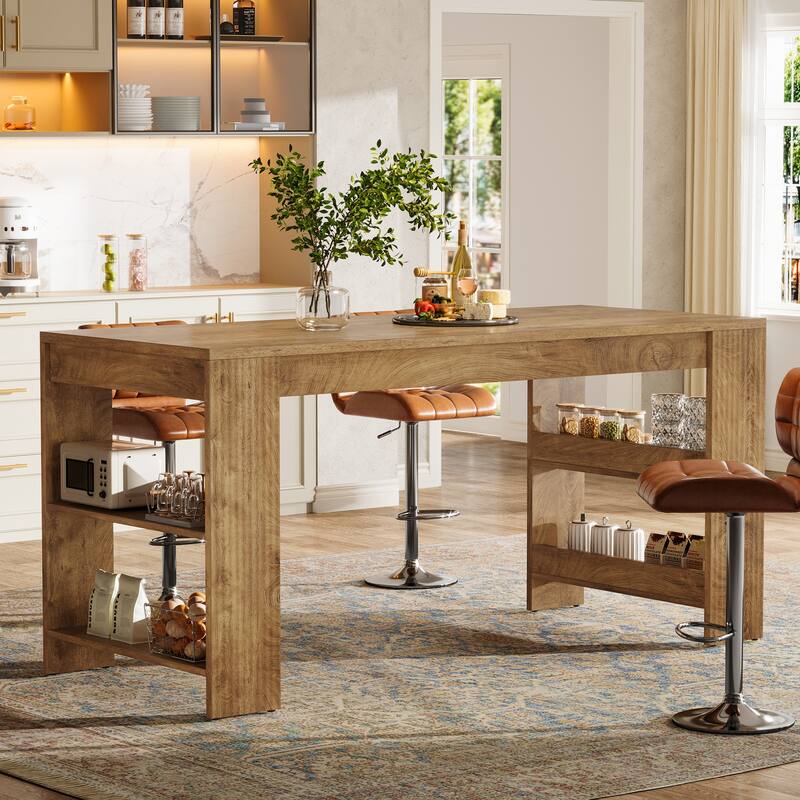 63-Inch Kitchen Island with Storage