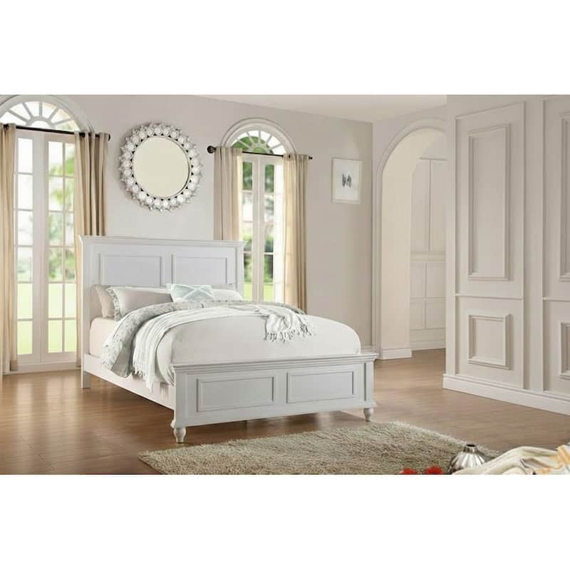 Traditional Style 1pc Bed Set Panel Headboard And Footboard Bunfeet White Finish Bedroom Furniture