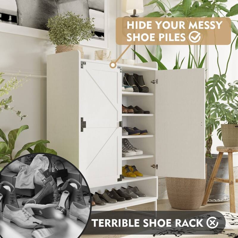 Shoe Cabinet with Doors 6-Tier Shoe Storage Cabinet with Adjustable Shelves