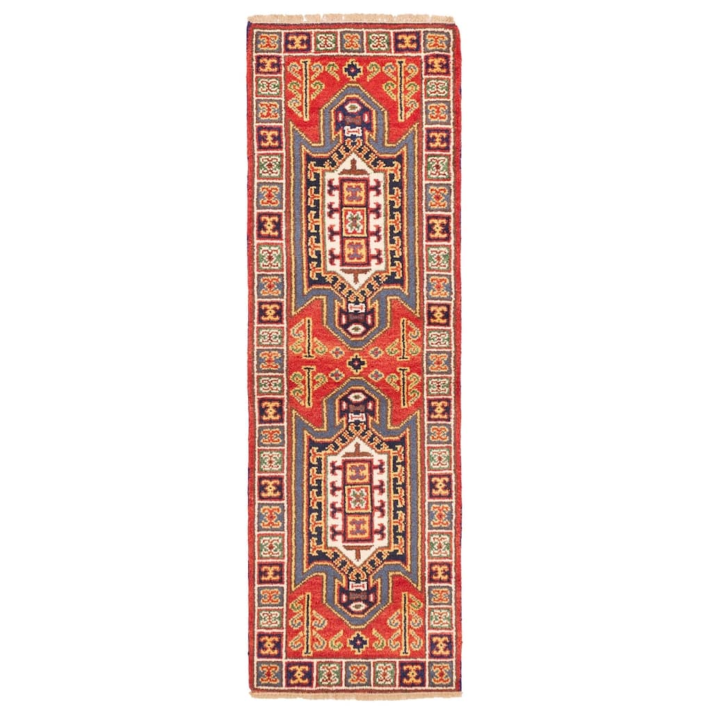 ECARPETGALLERY Hand-knotted Royal Kazak Dark Copper Wool Rug - 2'1 x 6'7