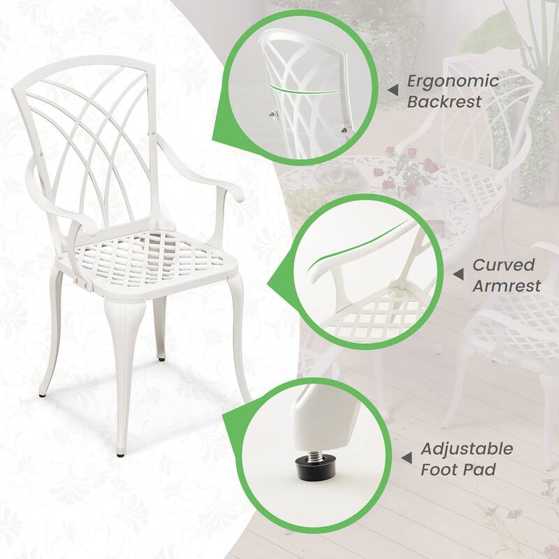 Gymax 5 Pieces All-Weather Outdoor Cast Aluminum Dining Set Round