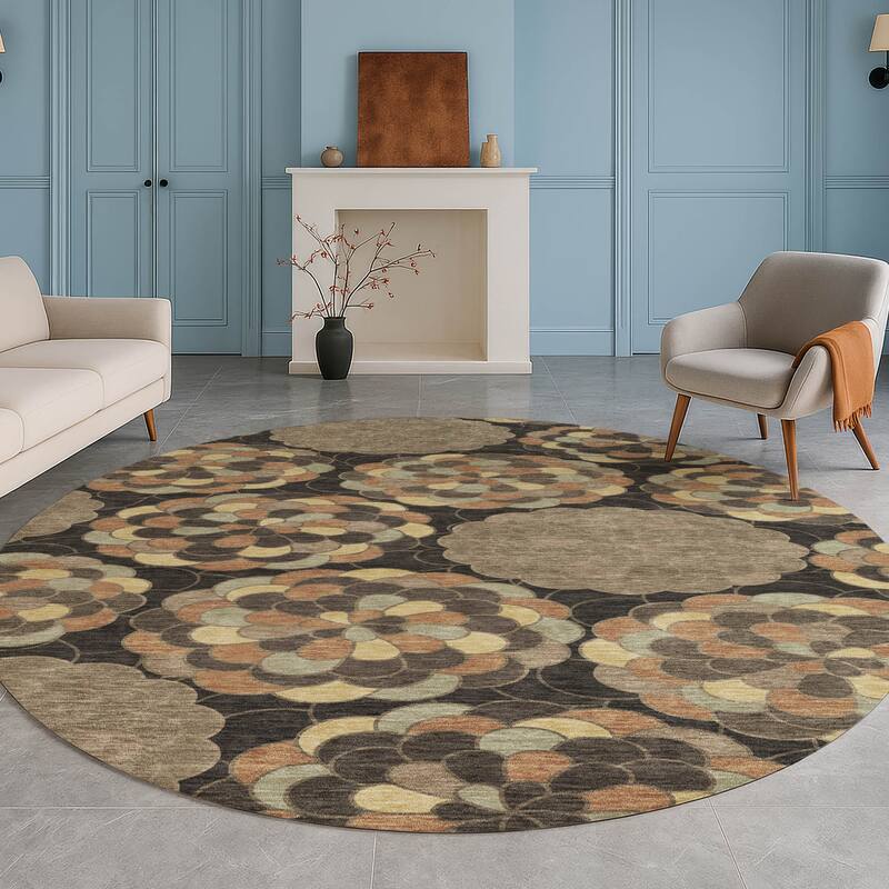 Machine Washable Indoor/ Outdoor Mosaic Cluster Chantille Rug