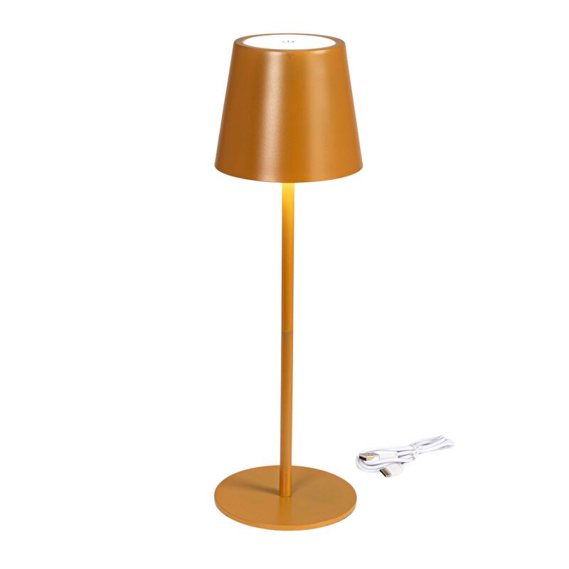 Metal LED Rechargeable Table Lamp with Touch Sensor, Brown - 4.3"L x 4.3"W x 14.5"H