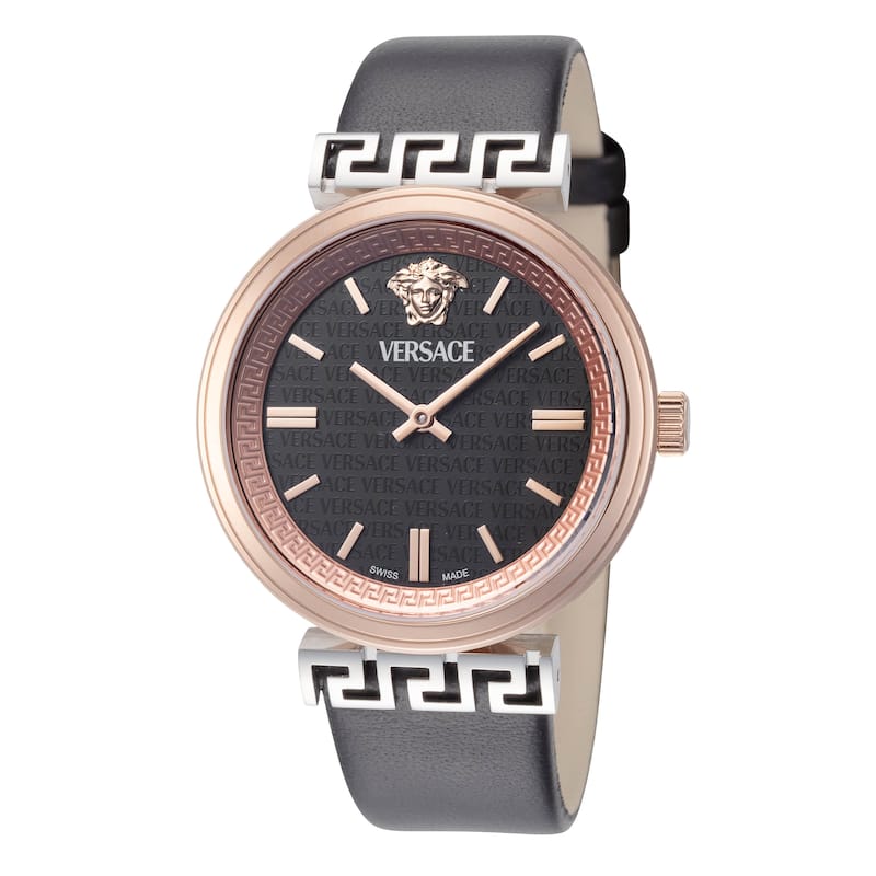 Versace Women's Mythos 36mm Black Dial Leather Quartz Watch - One Size