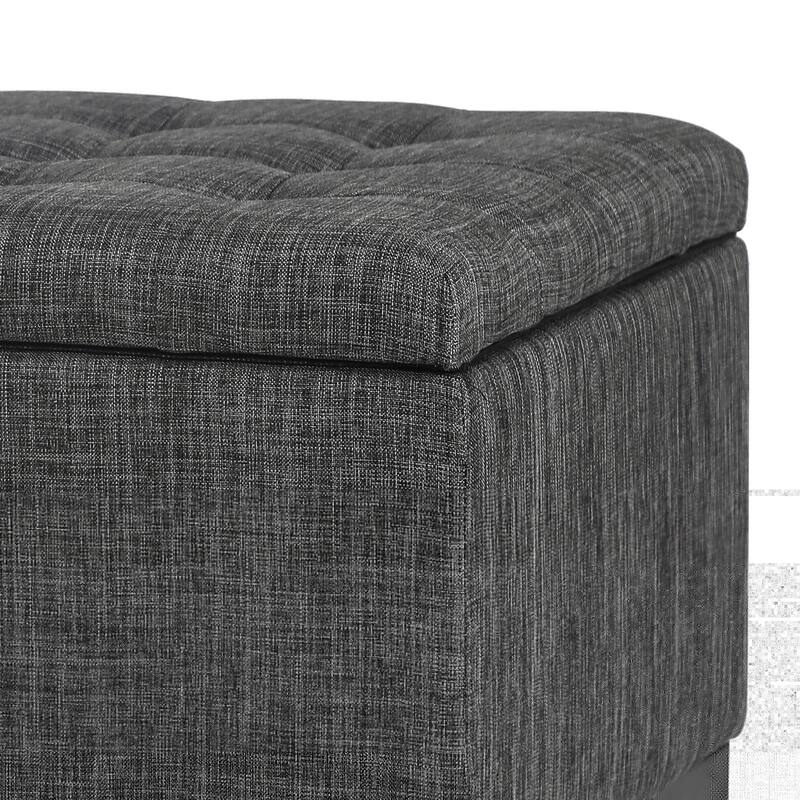 Adeco 31.5" Storage Ottoman Bench with Metal Legs