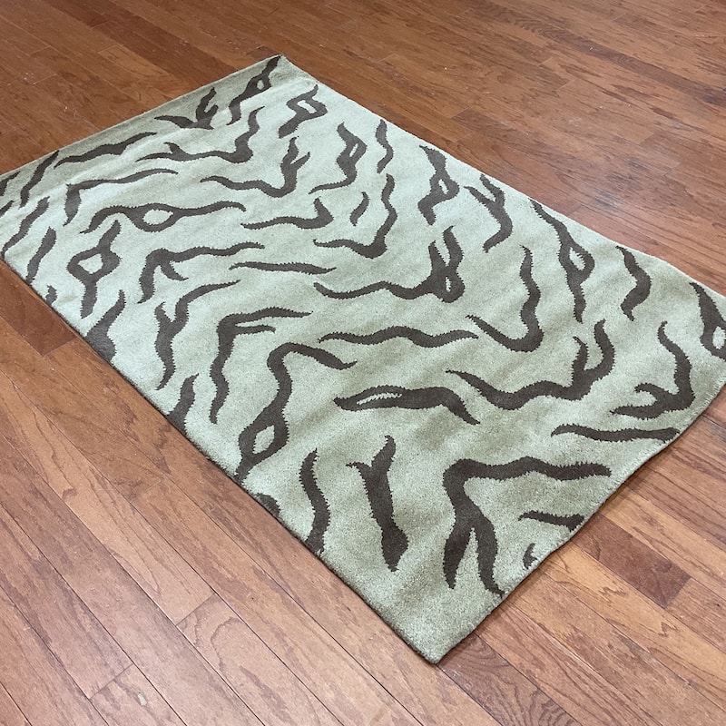 HERAT ORIENTAL Handmade Tibetan Brown Zebra Wool Rug Collection