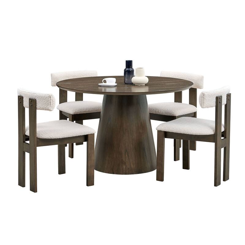 Wooden Boucle Upholstered Dining Chairs Set of 2,Kitchen Side Chairs
