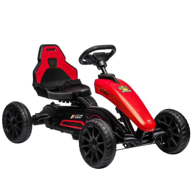 Kids Pedal Go-Kart with Adjustable Seat, EVA Wheels, Hand Brake, Forward & Reverse Drive, 3-8 Years, Max 66 lbs - Red2