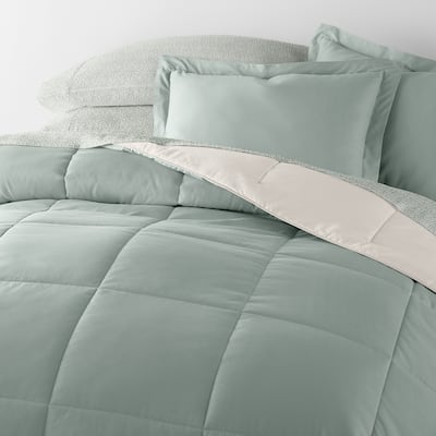 7pc Solid Reversible Comforter Bundle
