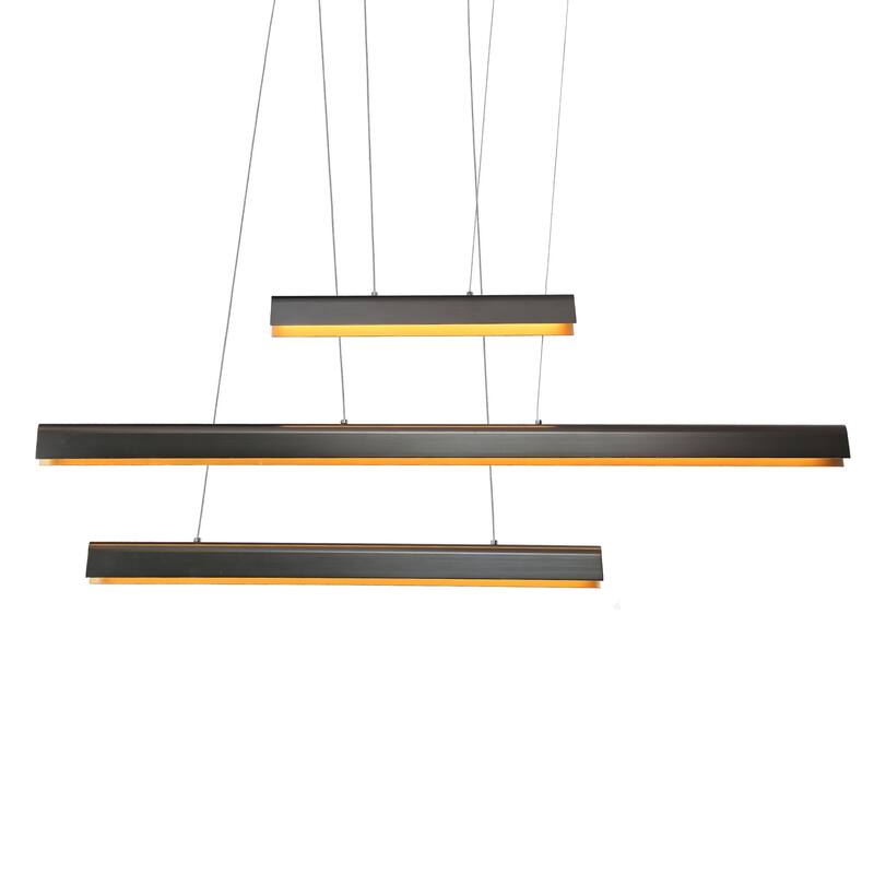 Modern LED 3-Light Black Linear Island Chandelier for Kitchen Island Dining Room - W40.5" x H63" Max