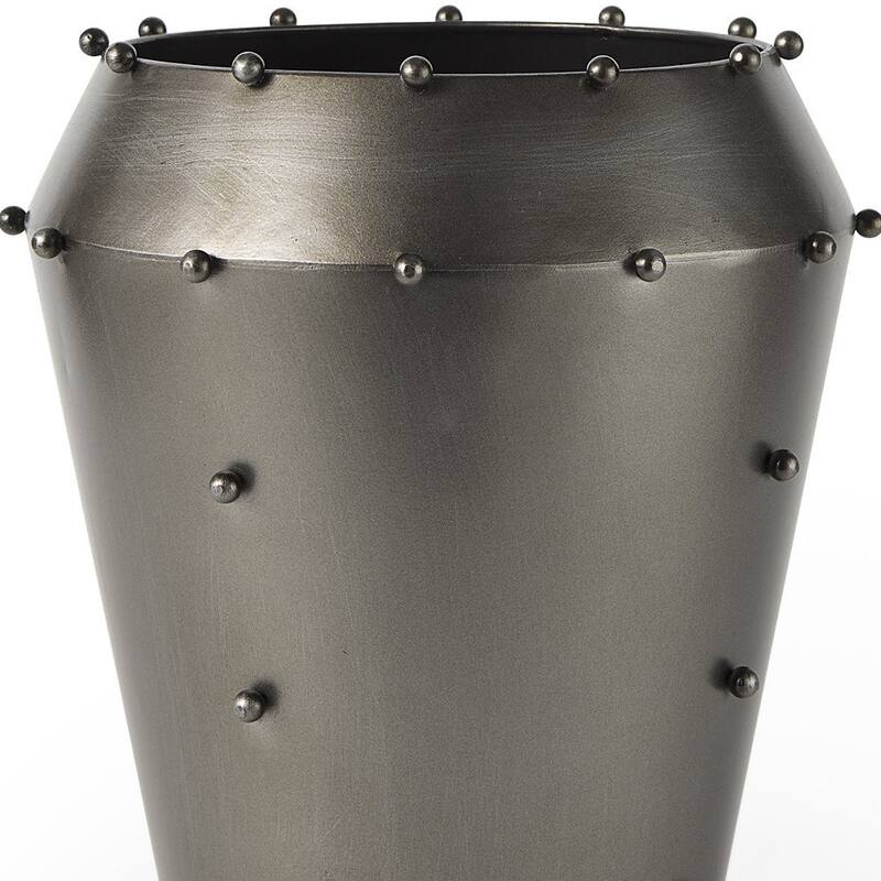 12" Gray Metal Table Vase - 9.84