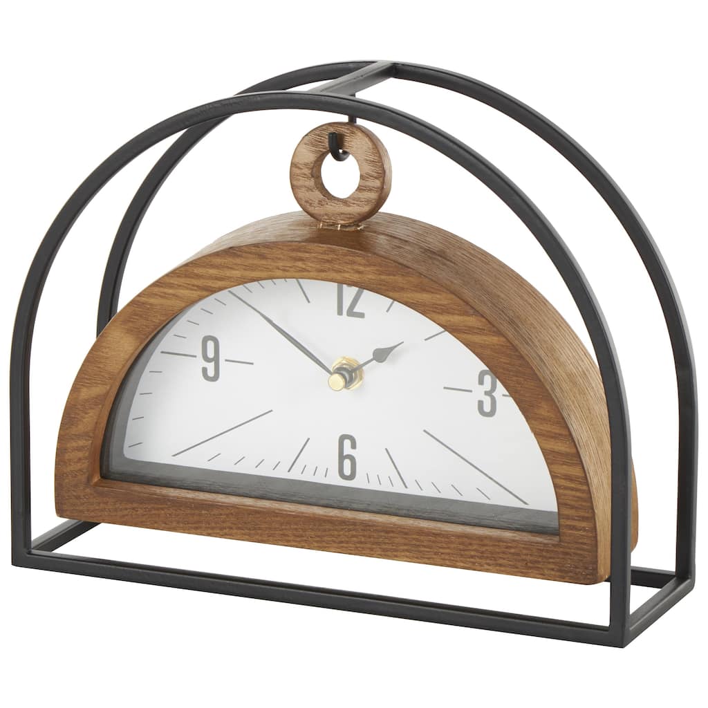 Metal Suspended Decorative Clock with Black Frame - Brown - Roche River Decor