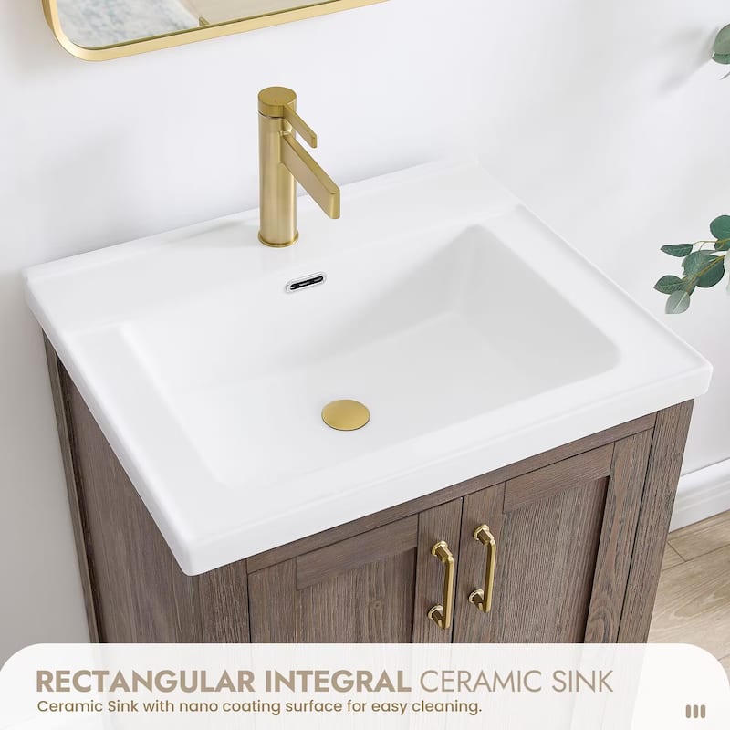 Gela Single Bath Vanity with Ceramic Basin Top and Mirror