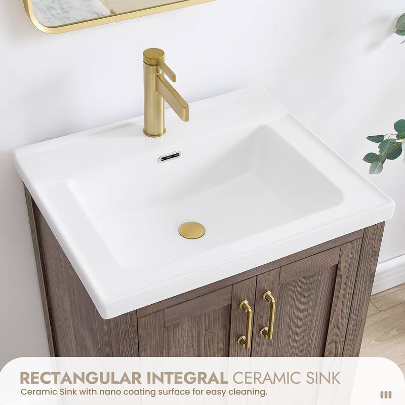 Gela Single Bath Vanity with Ceramic Basin Top without Mirror